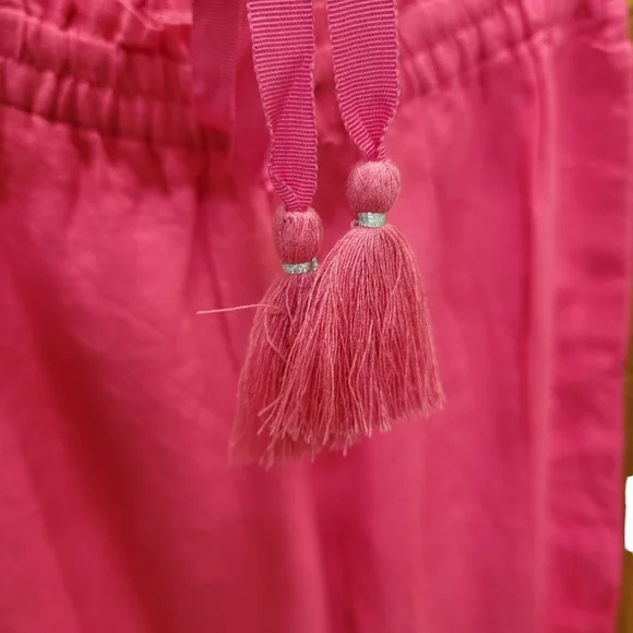NWT J.Crew Linen Drawstring Wide Leg Pants Pink Brown Tux Stripe Women’s XS - Picture 8 of 14